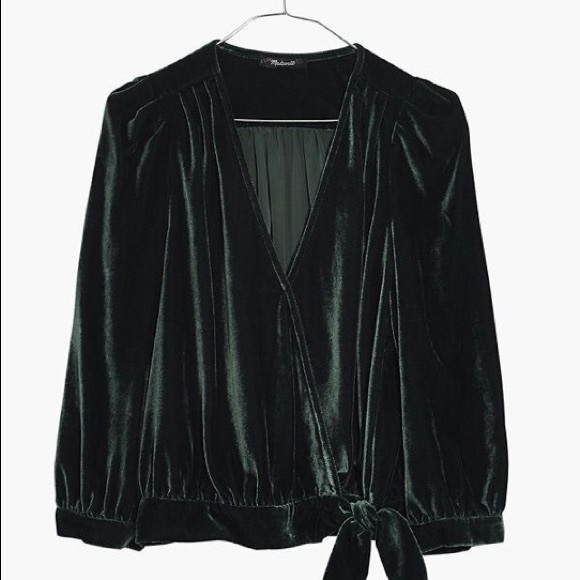 Madewell Tops - Madewell cropped Velvet Wrap Top green size XXS